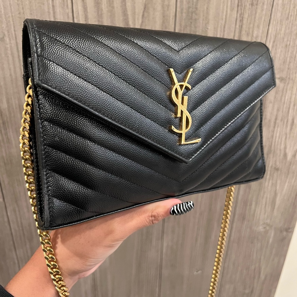 Saint Laurent YSL Leather Wallet-On-Chain